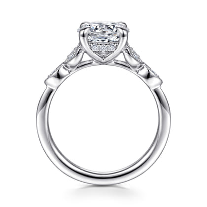 Brigida - Vintage Inspired 14K White Gold Round Diamond Engagement Ring