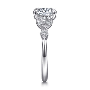 Brigida - Vintage Inspired 14K White Gold Round Diamond Engagement Ring