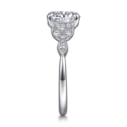 Brigida - Vintage Inspired 14K White Gold Round Diamond Engagement Ring