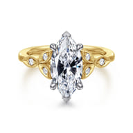 Brigida - Vintage Inspired 14K White-Yellow Gold Marquise Shape Diamond Engagement Ring