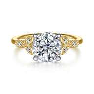 Brigida - Vintage Inspired 14K White-Yellow Gold Round Diamond Engagement Ring