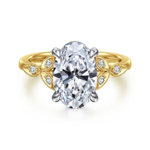 Brigida - Vintage Inspired 14K Yellow Gold Oval Diamond Engagement Ring