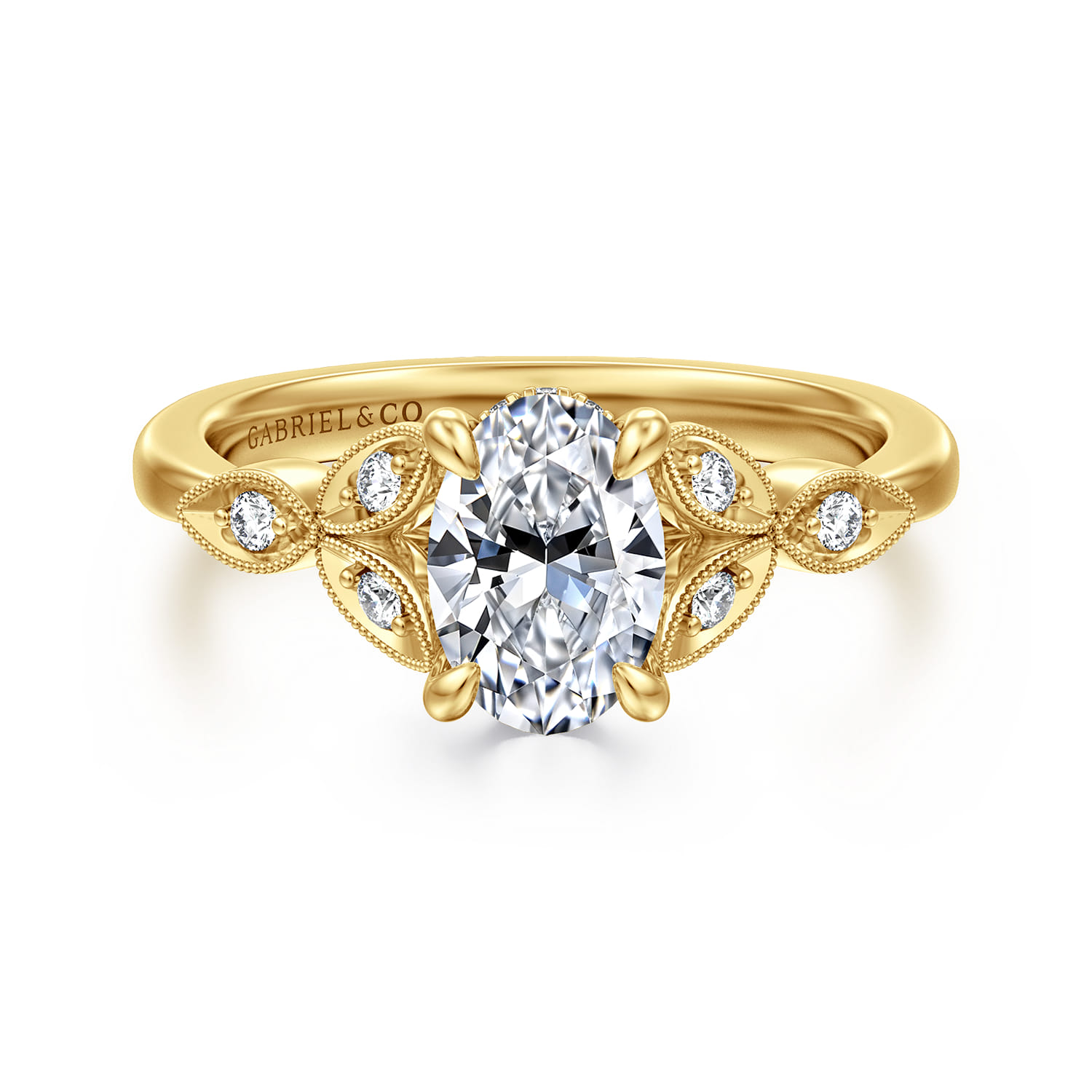 Brigida - Vintage Inspired 14K Yellow Gold Oval Diamond Engagement Ring