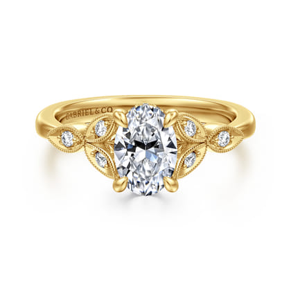 Brigida - Vintage Inspired 14K Yellow Gold Oval Diamond Engagement Ring