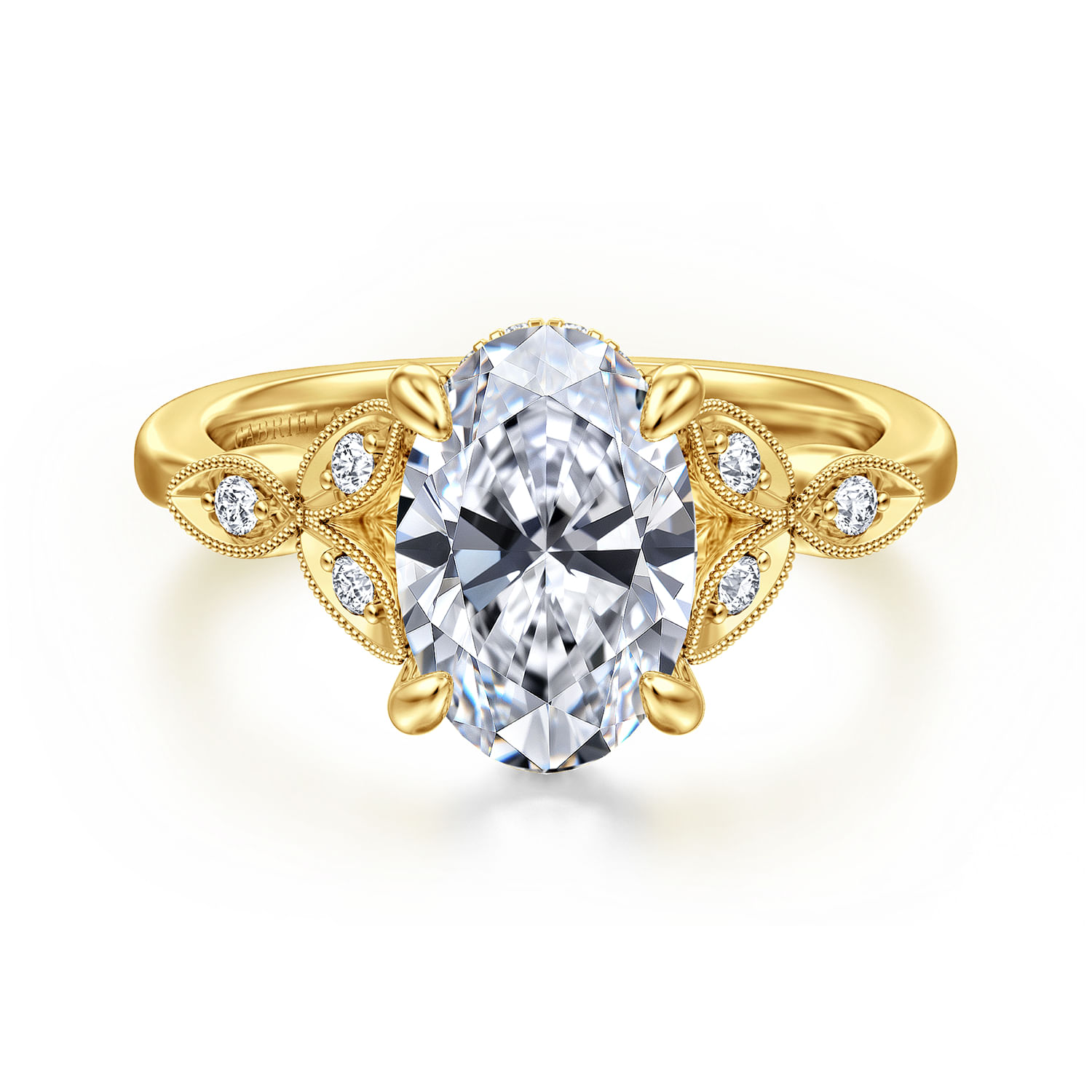Brigida - Vintage Inspired 14K Yellow Gold Oval Diamond Engagement Ring