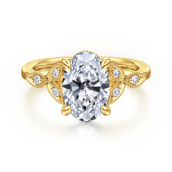 Brigida - Vintage Inspired 14K Yellow Gold Oval Diamond Engagement Ring