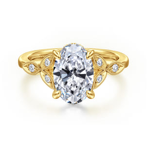 Brigida - Vintage Inspired 14K Yellow Gold Oval Diamond Engagement Ring