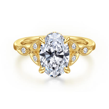Brigida - Vintage Inspired 14K Yellow Gold Oval Diamond Engagement Ring