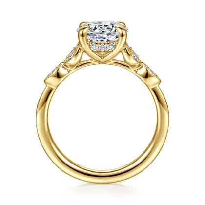 Brigida - Vintage Inspired 14K Yellow Gold Round Diamond Engagement Ring