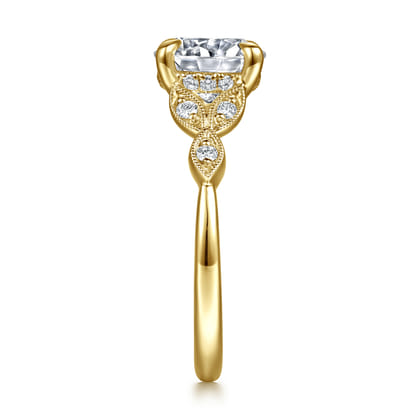Brigida - Vintage Inspired 14K Yellow Gold Round Diamond Engagement Ring