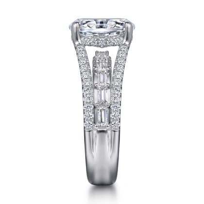 Brinne - 14K White Gold Three Row Oval Diamond Engagement Ring