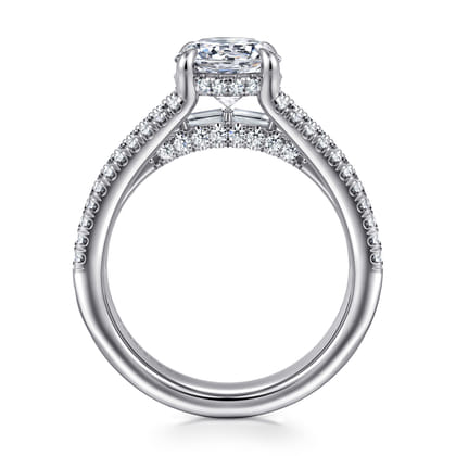 Brinne - 14K White Gold Three Row Round Diamond Engagement Ring