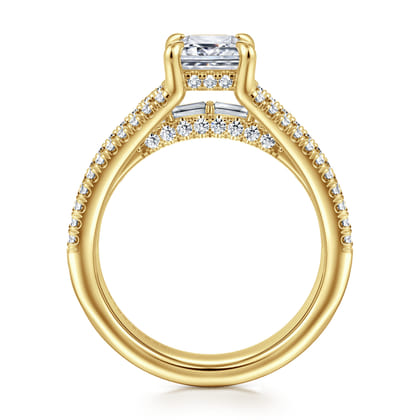 Brinne - 14K Yellow Gold Three Row Emerald Cut Diamond Engagement Ring