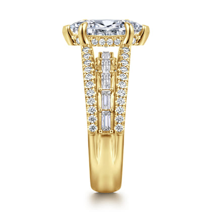 Brinne - 14K Yellow Gold Three Row Marquise Shape Diamond Engagement Ring