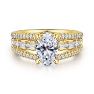 Brinne - 14K Yellow Gold Three Row Oval Diamond Engagement Ring