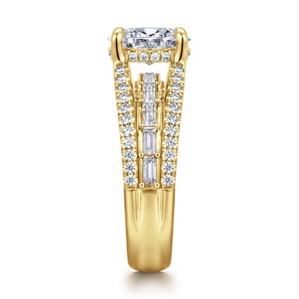 Brinne - 14K Yellow Gold Three Row Oval Diamond Engagement Ring