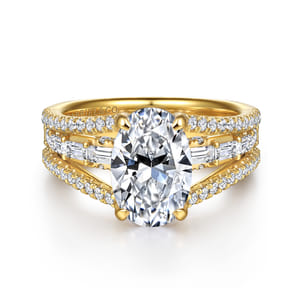 Brinne - 14K Yellow Gold Three Row Oval Diamond Engagement Ring