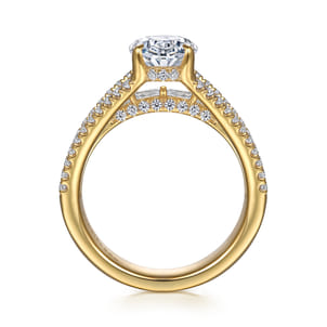Brinne - 14K Yellow Gold Three Row Oval Diamond Engagement Ring