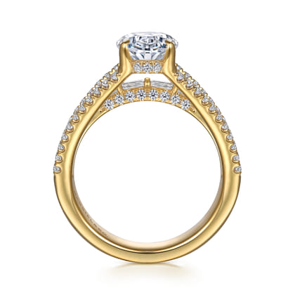 Brinne - 14K Yellow Gold Three Row Oval Diamond Engagement Ring