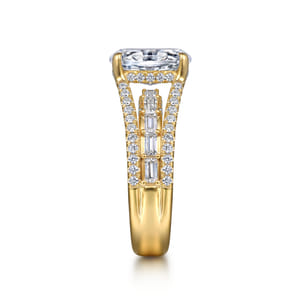Brinne - 14K Yellow Gold Three Row Oval Diamond Engagement Ring