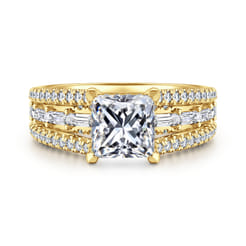 Brinne - 14K Yellow Gold Three Row Princess Cut Diamond Engagement Ring