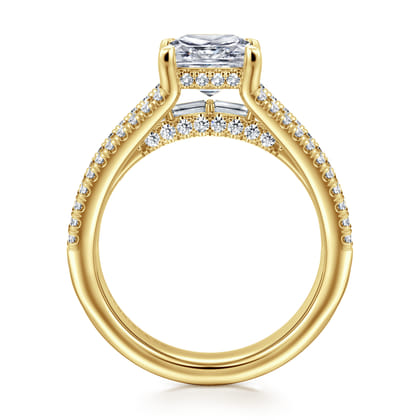 Brinne - 14K Yellow Gold Three Row Princess Cut Diamond Engagement Ring