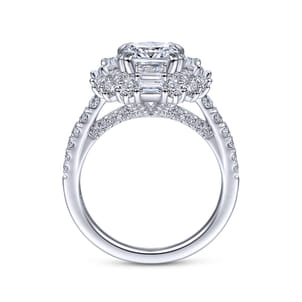 Brocade - 14K White Gold Cushion Double Halo Diamond Engagement Ring