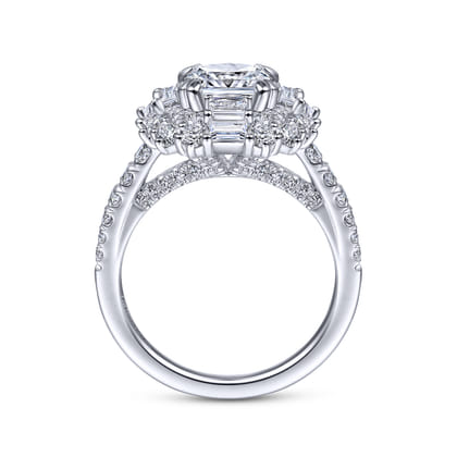 Brocade - 14K White Gold Cushion Double Halo Diamond Engagement Ring