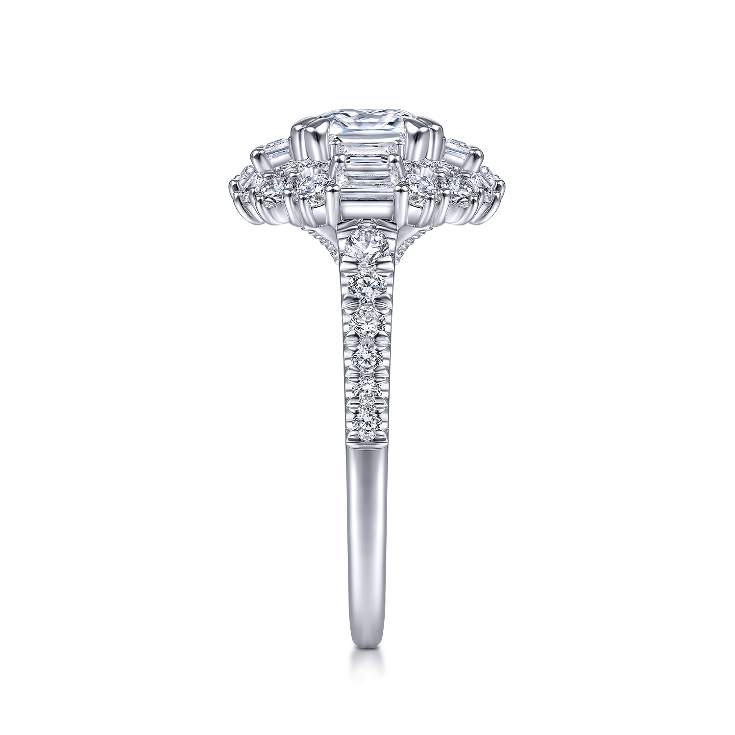 Brocade - 14K White Gold Cushion Double Halo Diamond Engagement Ring