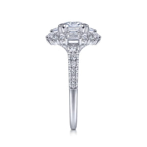 Brocade - 14K White Gold Cushion Double Halo Diamond Engagement Ring