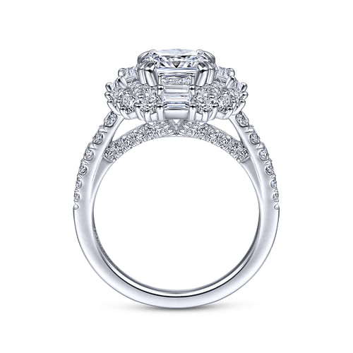 Brocade - 14k White Gold Cushion Cut Double Halo Diamond Engagement Ring - 1.33 ct - Shot 2