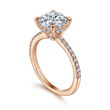 Broderick - 14K Rose Gold Round Diamond Engagement Ring