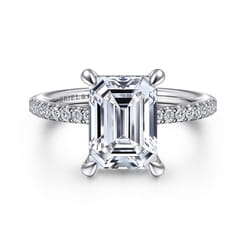 Broderick - 14K White Gold Emerald Cut Diamond Engagement Ring