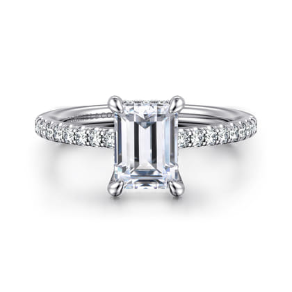 Broderick - 14K White Gold Emerald Cut Diamond Engagement Ring