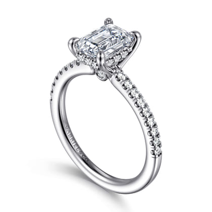Broderick - 14K White Gold Emerald Cut Diamond Engagement Ring