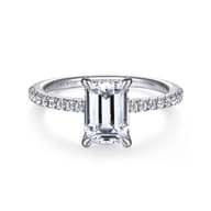 Broderick - 14K White Gold Emerald Cut Diamond Engagement Ring