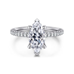 Broderick - 14K White Gold Marquise Shape Diamond Engagement Ring