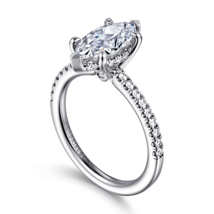 Broderick - 14K White Gold Marquise Shape Diamond Engagement Ring