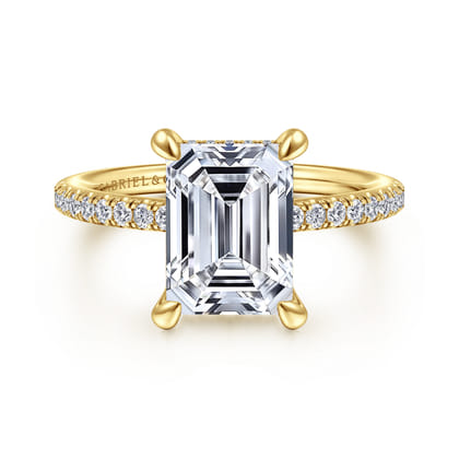 Broderick - 14K Yellow Gold Emerald Cut Diamond Engagement Ring