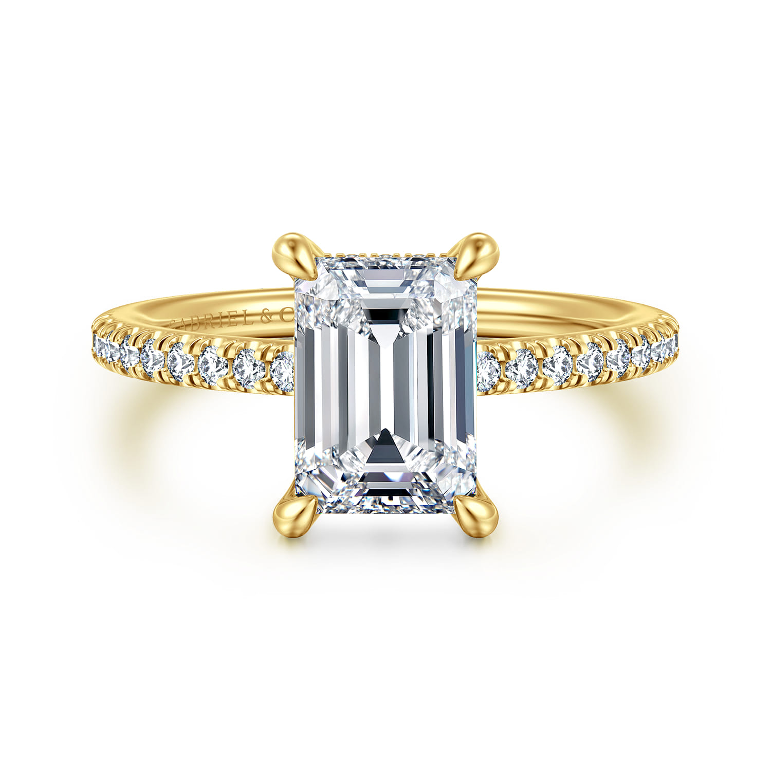 Broderick - 14K Yellow Gold Emerald Cut Diamond Engagement Ring