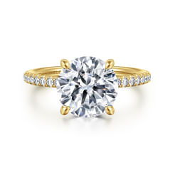 14K Yellow Gold Round Diamond Engagement Ring