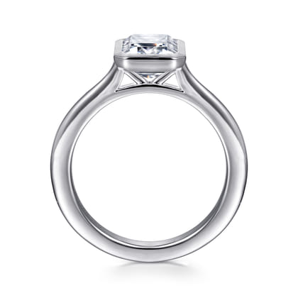 Brooke - 14K White Gold Emerald Cut Bezel Set Solitaire Diamond Engagement Ring