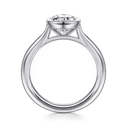 Brooke - 14K White Gold Oval Cut Bezel Set Solitaire Diamond Engagement Ring