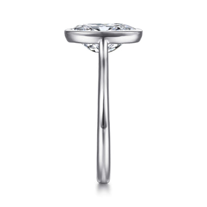 Brooke - 14K White Gold Oval Cut Bezel Set Solitaire Diamond Engagement Ring