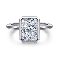 Brooke - 14K White Gold Radiant Cut Bezel Set Solitaire Diamond Engagement Ring