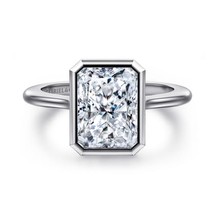 Brooke - 14K White Gold Radiant Cut Bezel Set Solitaire Diamond Engagement Ring