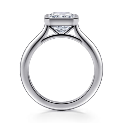 Brooke - 14K White Gold Radiant Cut Bezel Set Solitaire Diamond Engagement Ring