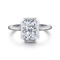Brooke - 14K White Gold Radiant Cut Bezel Set Solitaire Diamond Engagement Ring