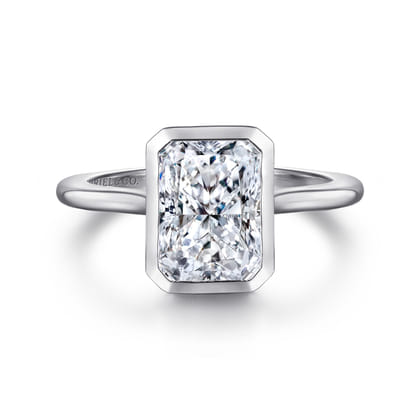 Brooke - 14K White Gold Radiant Cut Bezel Set Solitaire Diamond Engagement Ring