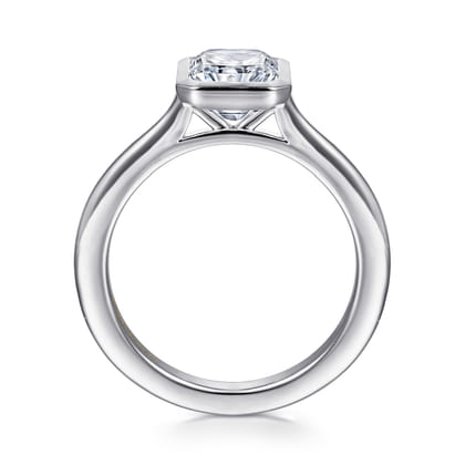 Brooke - 14K White Gold Radiant Cut Bezel Set Solitaire Diamond Engagement Ring